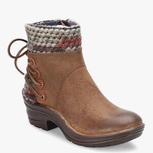 Bionica Womens 8 Reign Brown Leather Ankle Boots with Knit Cuff